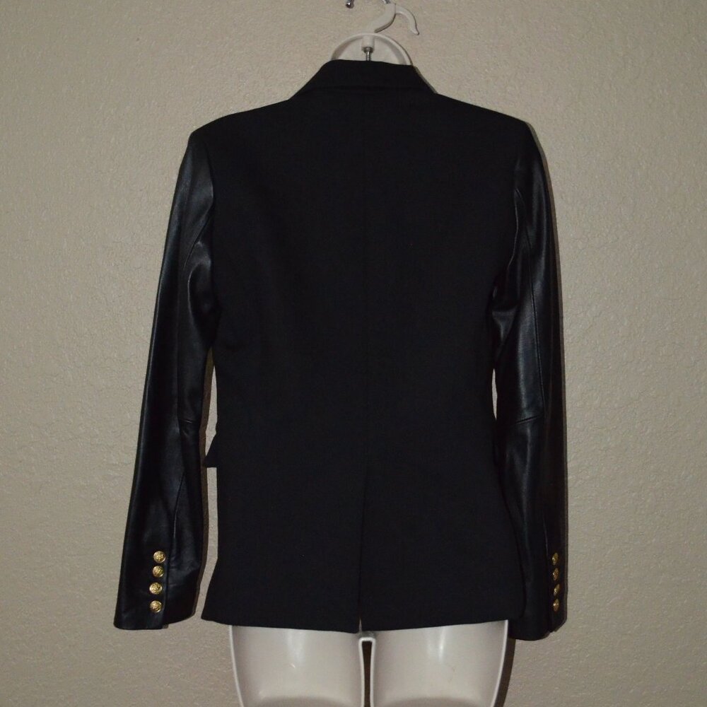NWOT $447 Sz XS Generation Love Enzo Black Leather Sleeve Blazer - Picture 6 of 7